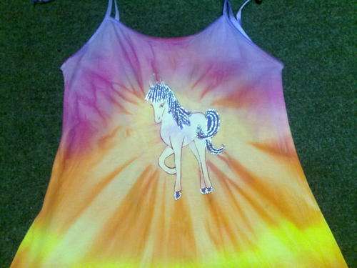 Hand painted Unicorn dress sizes 4-5y to 7-8y
