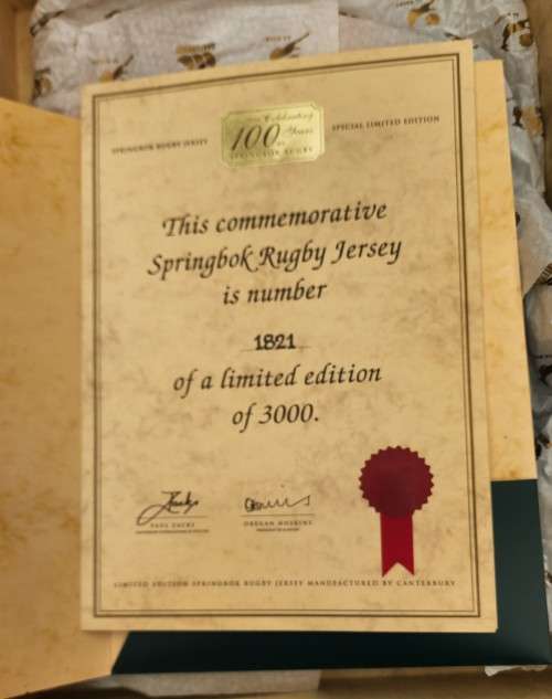 Springbok rugby jersey 1906-2006
