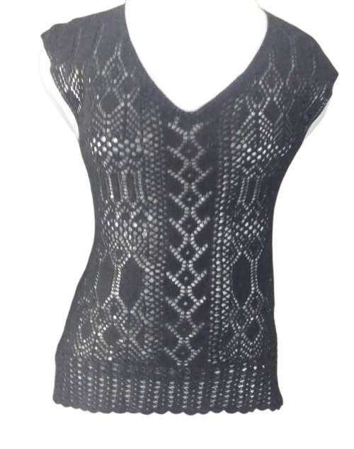 Black Crochet Top Medium