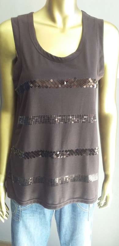 Brown Sleeveless Top With Sequins Medium