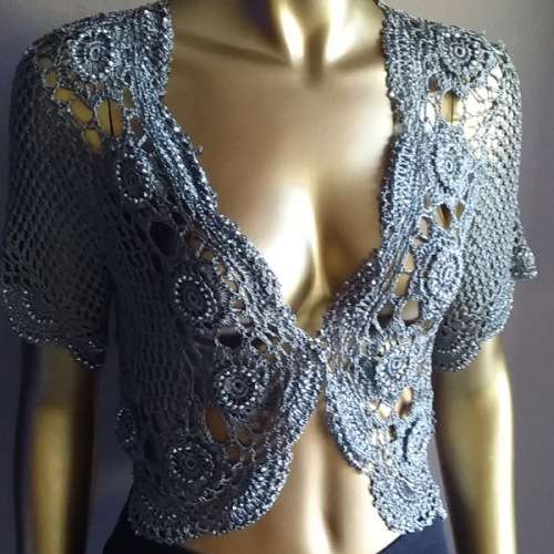 Grey Crochet Cardigan