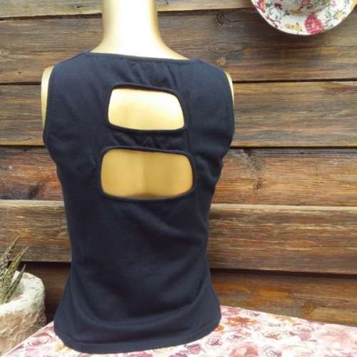 Black Top With Blue Stone Details size Medium