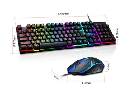 T-Wolf Rainbow Backlit Gaming Keyboard and Mouse set GG-TF-200