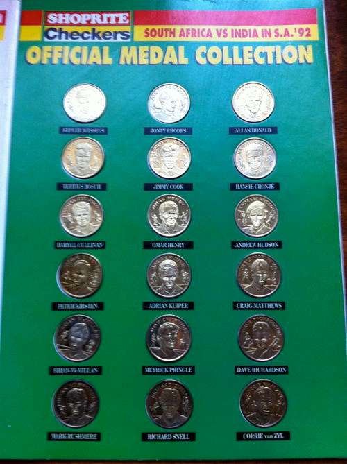 SA vs India 1992 Full Set Coin Collection