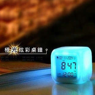 Glowing LED color change digital alarm clock