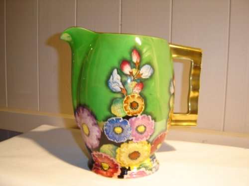 ART DECO CARLTON WARE "HOLLYHOCKS" PATTERN WATER JUG C/1930's
