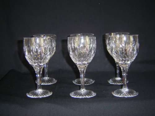 SET OF 6 STUART CRYSTAL WHITE WINE GLASSES