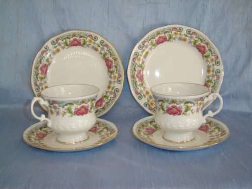 PAIR OF ROYAL STAFFORD BONE CHINA TRIOS