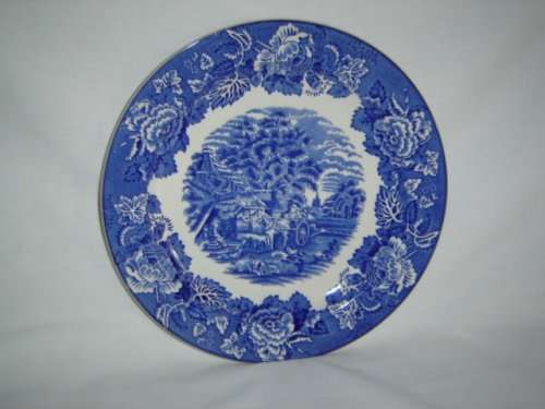 BLUE & WHITE PLATE "ENGLISH SCENERY" BY WOODS & SONS ENGLAND