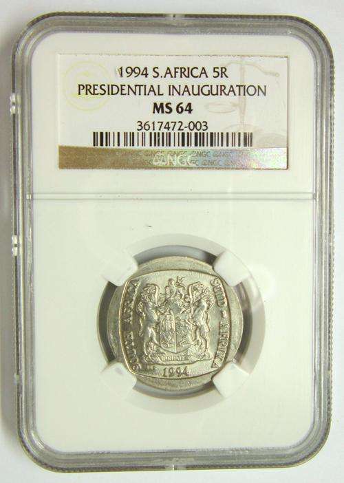 ***NGC MS64 - 1994 Nelson Mandela Inauguration R5***Complete your set***