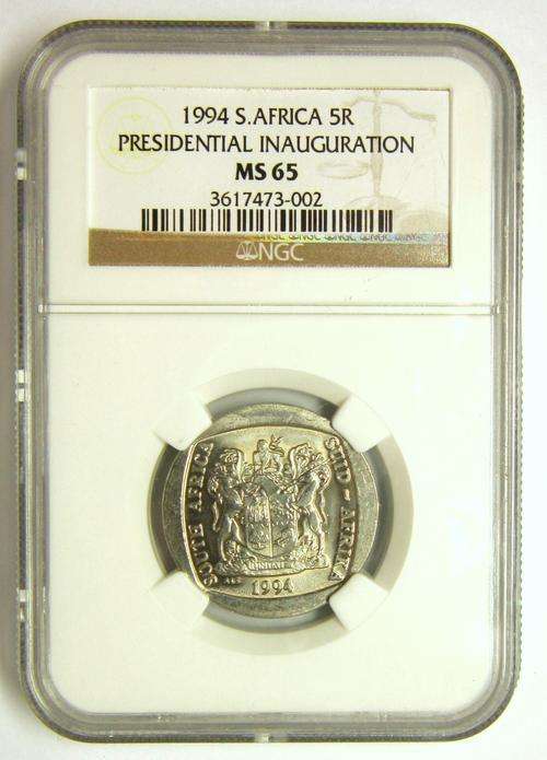 ***NGC MS65 - 1994 Nelson Mandela Inauguration R5***Complete your set***