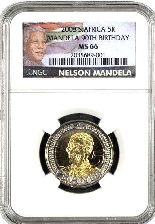 ***SIZZLING SUMMER SPECIAL!!***NEW LABEL***10 x Nelson Mandela 2008 R5s - NGC MS66***