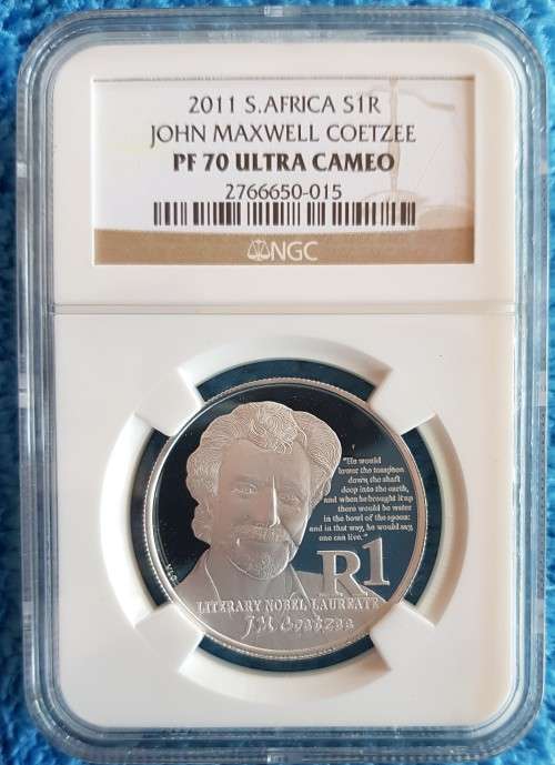 **TOP COIN**NGC PF70 ULTRA CAMEO**John Maxwell Coetzee - 2011 Protea R1**Nobel Series**