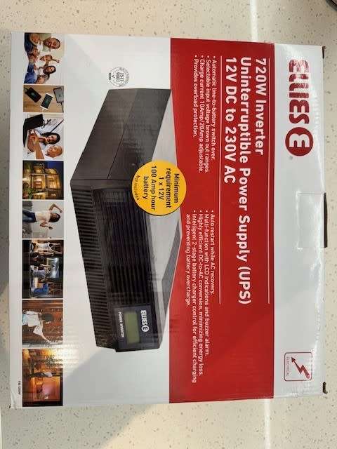 Ellies 720W 1200VA Inverter Uninterruptible Power Supply (UPS) 12v DC to 230v AC