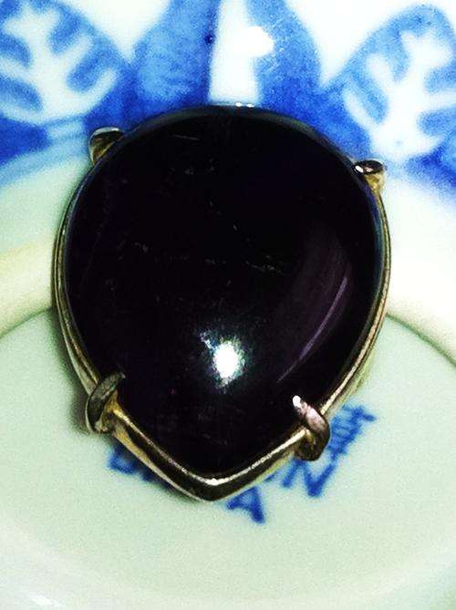 ABSOLUTELY HUGE! TEARDROP FACET DEEP PURPLE AMETHYST RING, S/SILVER OVER CHROME, SIZE 7