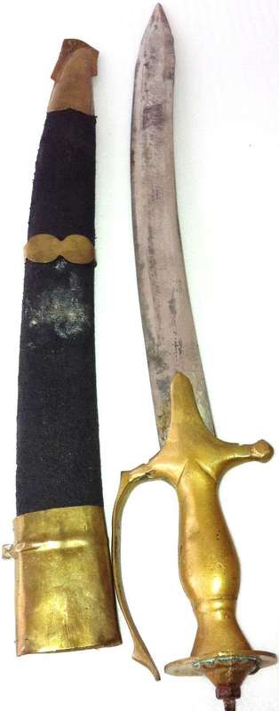 ***LOW START!***Sikh Kirpan with Brass Hilt and Original Scabbard
