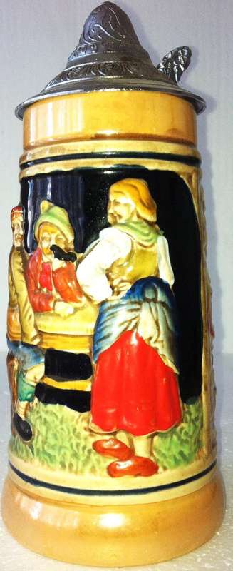 LOVELY LARGE GERMAN PEWTER LIDDED BEER STEIN! (HEAVY ITEM)