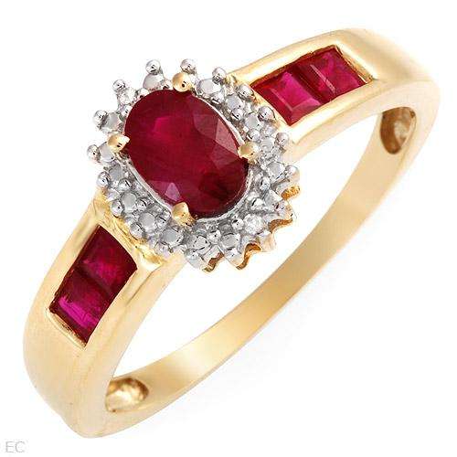 9K/375 STAMPED RUBY AND DIAMOND GOLD RING, SIZE 7 (No Certificate of Authenticity)