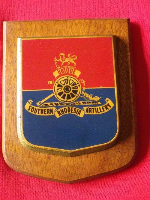 RHODESIA - SOUTHERN RHODESIA ARTILLERY COPPER & ENAMEL PLAQUE