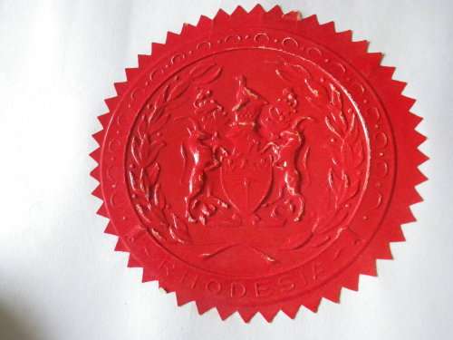 RHODESIAN DEFENCE FORCES OFFICERS COMMISSION, NAMED WITH RHODESIAN SEAL - 1979 - UNCOMMON