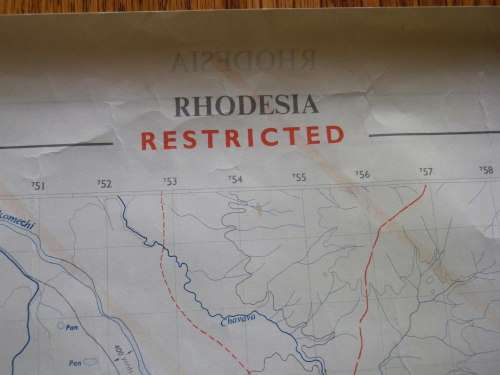 RHODESIA BUSH WAR PERIOD RESTRICTED MAP OF REKOMETJIE  1629A2, WITH CANCELLED MAP ON REVERSE