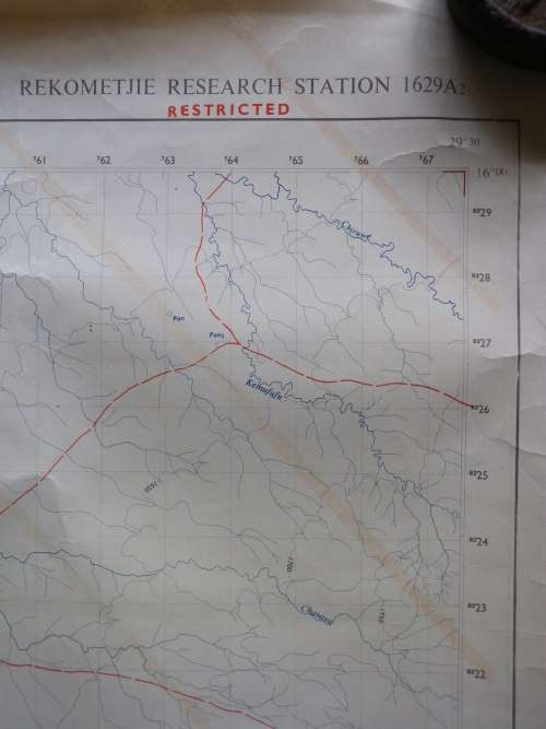 RHODESIA BUSH WAR PERIOD RESTRICTED MAP OF REKOMETJIE  1629A2, WITH CANCELLED MAP ON REVERSE