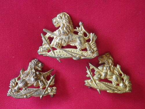 RHODESIA - BSAP BRASS CAP AND FACING COLLAR BADGES, WORN 1953-1971