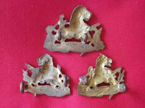 RHODESIA - BSAP BRASS CAP AND FACING COLLAR BADGES, WORN 1953-1971