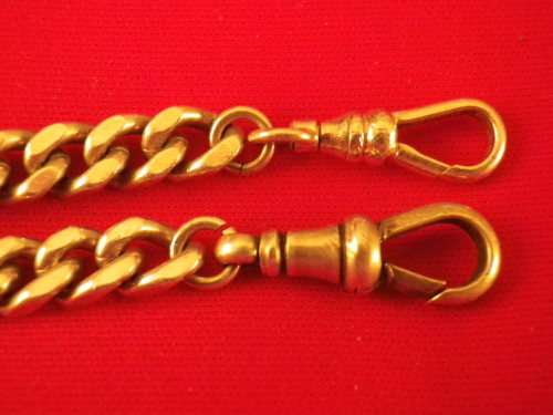 SILVER ALBERT (FOB) CHAIN WITH 2 DOG CLIPS WEIGHT 30 GRAMS LENGTH 270 MM