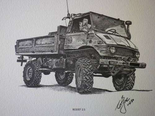 RHODESIA - COLIN EYRE PRINT OF MILITARY VEHICLES OF RHODESIAN BUSH WAR - "RODEF 2.5 - 01/05/1980"