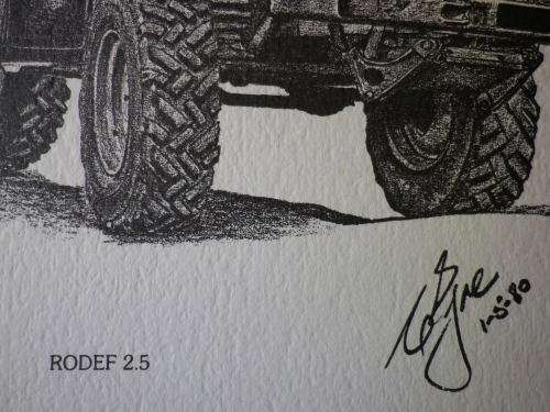 RHODESIA - COLIN EYRE PRINT OF MILITARY VEHICLES OF RHODESIAN BUSH WAR - "RODEF 2.5 - 01/05/1980"