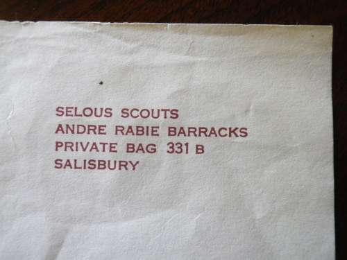 RHODESIA - SELOUS SCOUTS ORIGINAL A4 SIZE LETTER HEAD -  RARE  -  UDI PERIOD  (X1819)