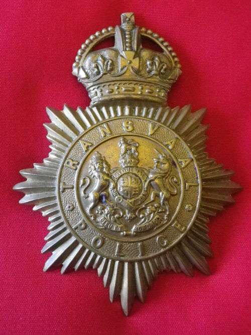 SA - TRANSVAAL POLICE BRASS HELMET PLATE 1908-1913 (OWEN 1866)   ( 4148)