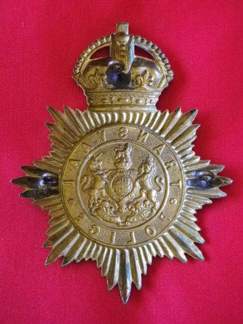 SA - TRANSVAAL POLICE BRASS HELMET PLATE 1908-1913 (OWEN 1866)   ( 4148)
