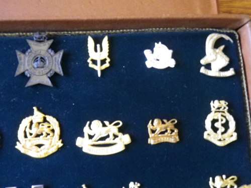 RHODESIA - REUTELER SET OF UDI RHODESIAN ARMED FORCES BADGES IN ORIGINAL LEATHER CASE  (4471)