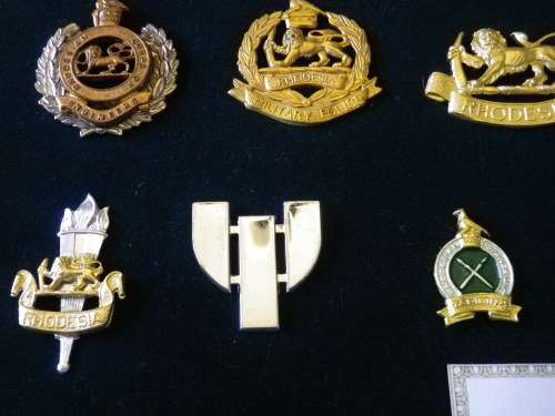 RHODESIA - REUTELER SET OF UDI RHODESIAN ARMED FORCES BADGES IN ORIGINAL LEATHER CASE  (4471)