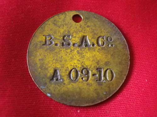 BRITISH SOUTH AFRICA COMPANY. - BSACo -  HUT TAX TOKEN  FOR MALE 1909/10 - AREA "A"  -   (4539)