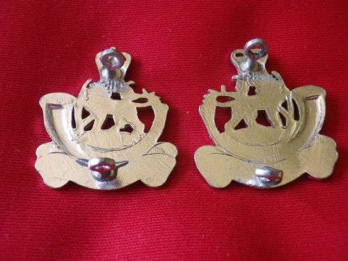 RHODESIAN LIGHT INFANTRY  - PAIR SILVER ANODISED FACING COLLAR BADGES -  PRE UDI  (4937)