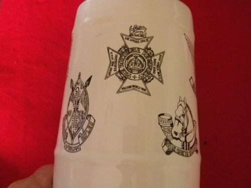 RHODESIA ARMED FORCES MUG - HAS MAIN BUSH WAR UNITS - MADE WILLSGROVE  MINOR CHIP ON BASE (5290)