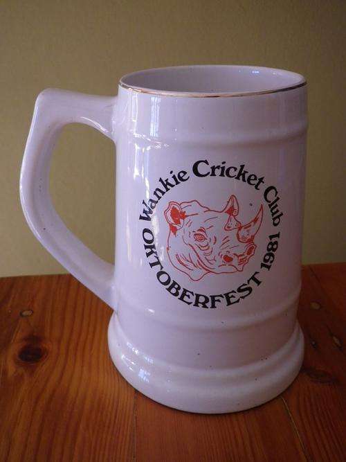 RHODESIA - BEER MUG, JUST POST UDI, OCTOBERFEST 1981 - WANKIE CRICKET CLUB