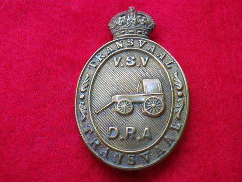 SA ARMY - TRANSVAAL DEFENCE RIFLE ASSOC.  BRASS COLLAR BADGE WORN 1923-1943