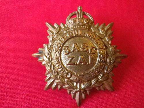 SOUTH AFRICAN SERVICE CORPS "Z TYPE" GILDING METAL CAP BADGE 1923-1926