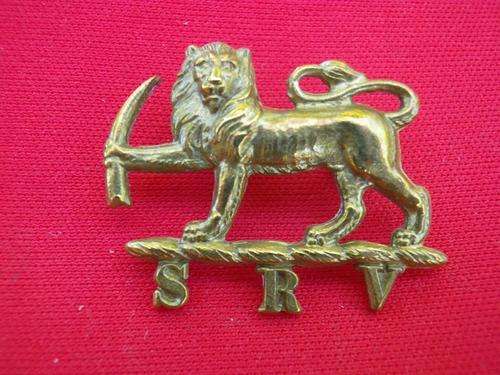 RHODESIA - SOUTHERN RHODESIAN VOLUNTEERS BRASS LH COLLAR BADGE 1898-1920 GOOD CONDITION