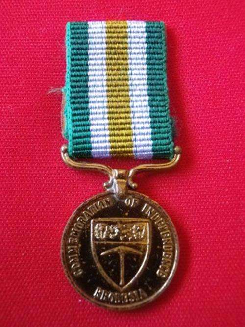 RHODESIA- INDEPENDENCE COMMEMORATIVE DECORATION (ICD)  MINIATURE MEDAL - UDI PERIOD
