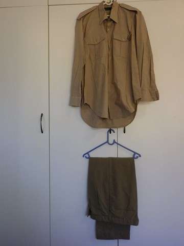 SOUTH AFRICAN ARMY STEP OUT SHIRT + TROUSERS - INSCRIBED - BORDER WAR PERIOD