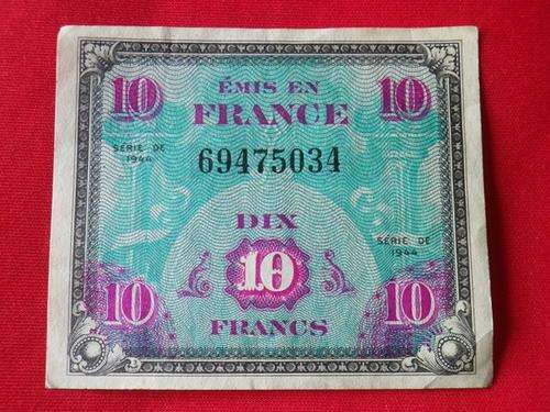FRENCH WORLD WAR II CURRENCY - SERIES 1944 - 10 FRANCS