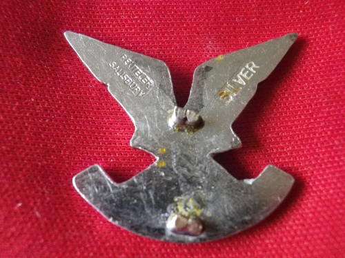 RHODESIAN SELOUS SCOUTS OFFICERS STAMPED SILVER COLLAR BADGE - LUGS CUT OFF - WAS MOUNTED (5449)