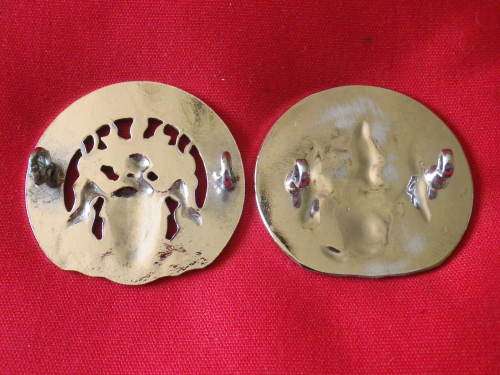 RHODESIA RAILWAYS 2 x CHROME CAP BADGES - SOLID AND VOIDED VERSION  (133)