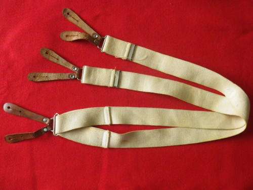 RHODESIAN ARMY ISSUE BRACES - WORN WITH GREENS - STAMPED RHOD & NYASALAND GOVT.    (3264)
