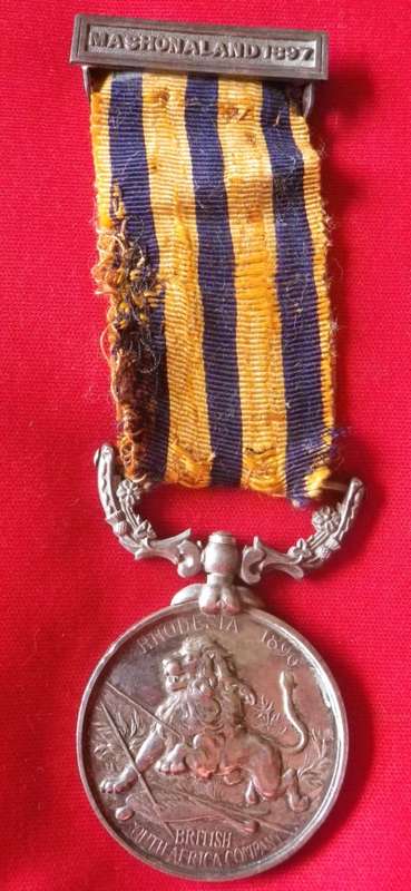 BSACo RHODESIA 1896 FULL SIZE MEDAL + MASHONALAND 1897 BAR  - VICTORIA RIFLES - UNRESEARCHED  (5491)